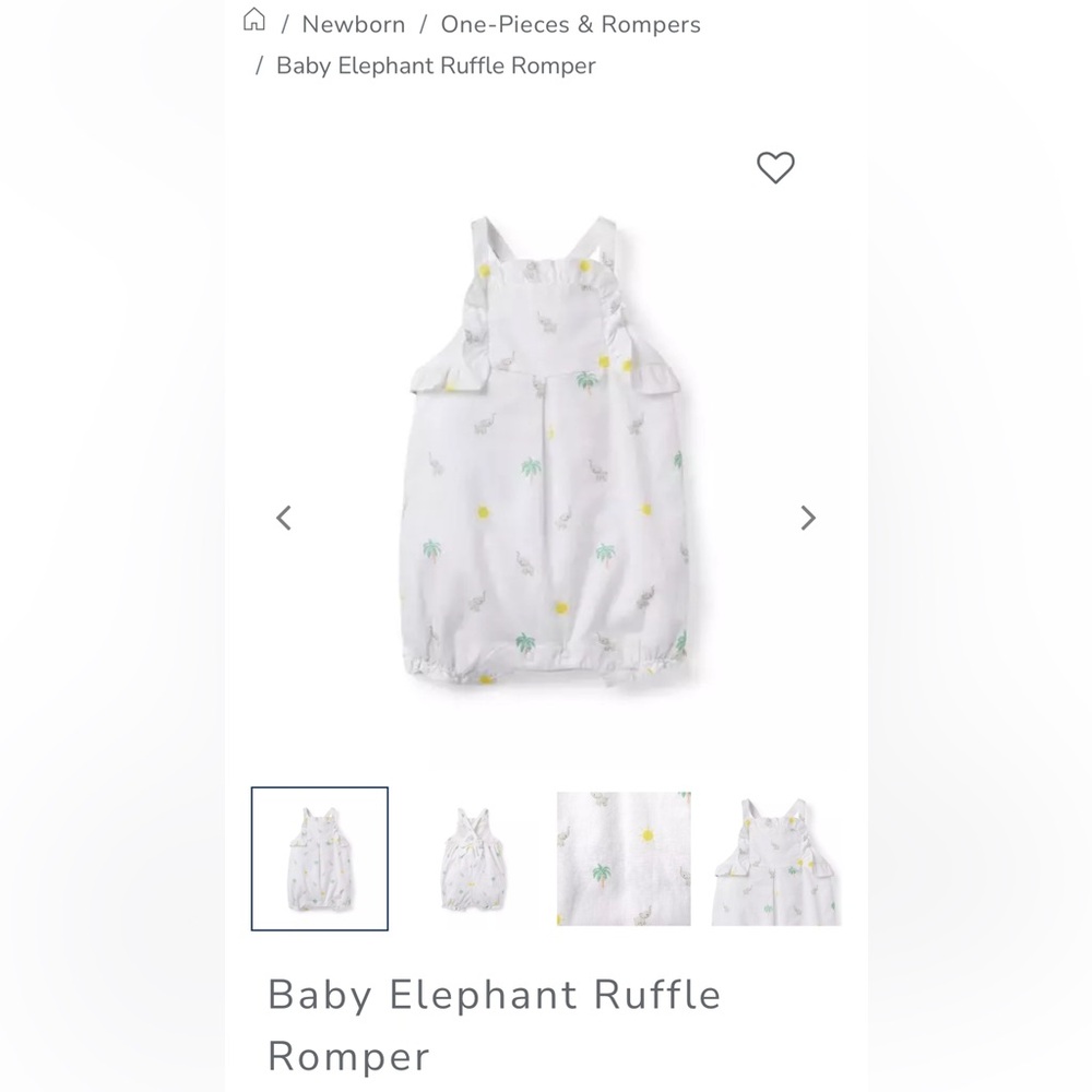 Janie and Jack Baby Elephant Ruffle Romper